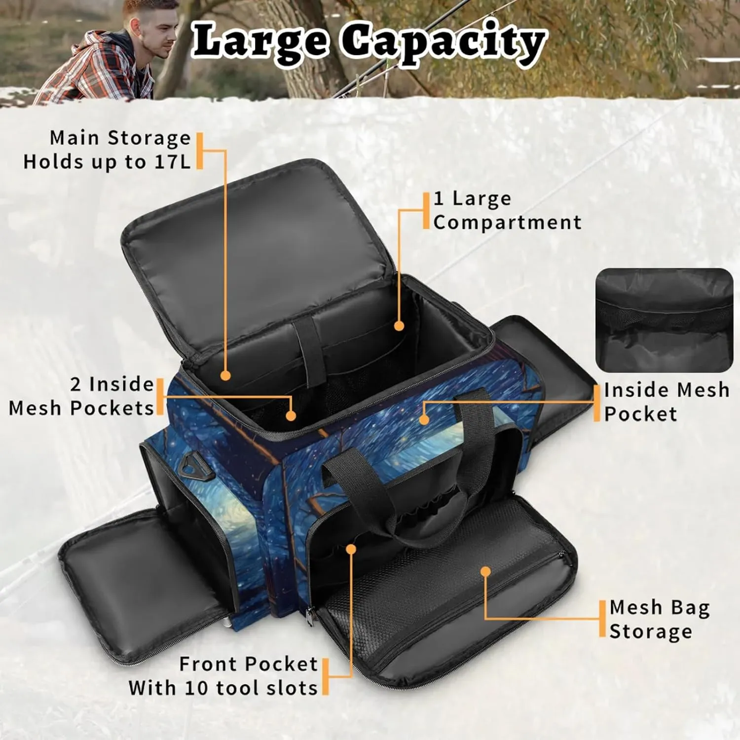 Waterproof Tactical Duffle Bag 25" Carry On Bag for EMT Tear-Resistant Gym Bag with Multi-Pocket & OSHA Reflective Travel Bags for Men Women Abstract Night Sky