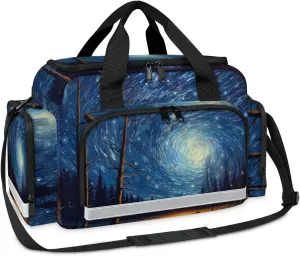 Waterproof Tactical Duffle Bag 25" Carry On Bag for EMT Tear-Resistant Gym Bag with Multi-Pocket & OSHA Reflective Travel Bags for Men Women Abstract Night Sky