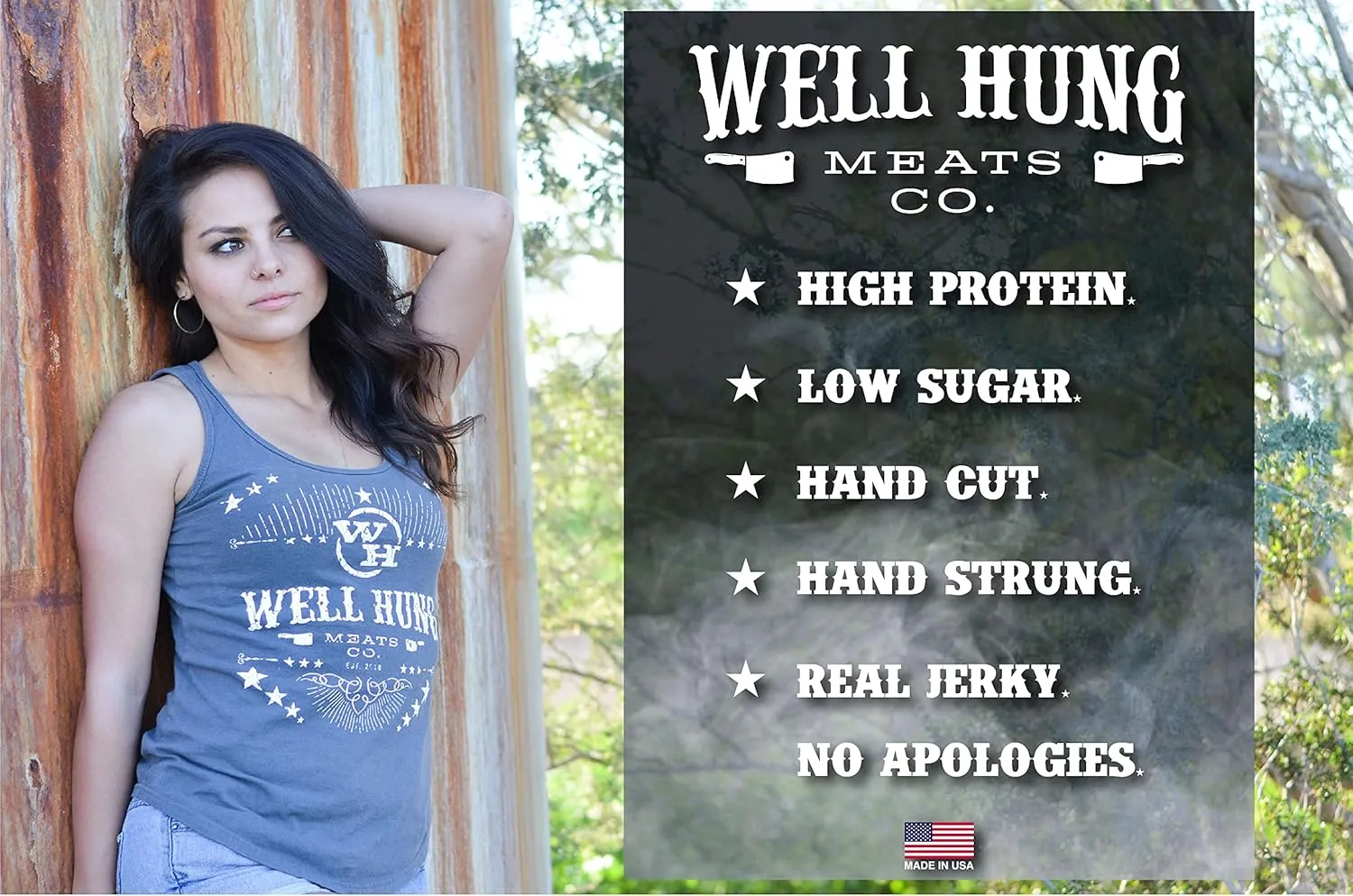 Well Hung Meats 8-Pack Sampler Craft Beef Jerky 8x2oz Resealable Bags