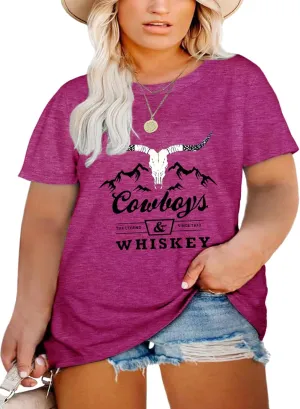 Western Shirts Women Plus Size Summer Tops Rodeo Graphic Tee Short Sleeve Vintage Cowgirl T-Shirts