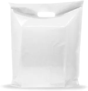 White Merchandise Plastic Shopping Bags - 100 Pack 9" x 12" with 1.5 mil Thick - Die Cut Handles - Perfect for Retail, Party Favors, Birthdays, Children Parties - Color White - Recyclable