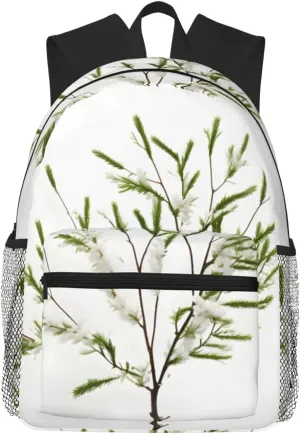 White Natural Plant Green Twig (1) Business Laptop Backpack For Men,Travel Backpack College Backpacks for 15.7 Inch