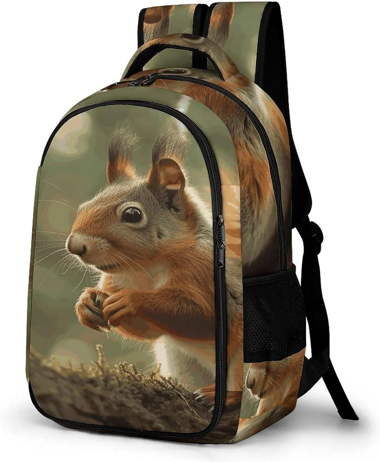 Wildlife Forest Squirrel Travel Backpack Adjustable Computer Bag Casual Travel Daypack Satchel Backpack Unisex