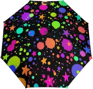 Windproof Travel Umbrellas for Rain,Bright Drops Star Colorful Durable & Compact Umbrella-Waterproof Canopy for Backpack, Purse, Portable, Umbrella for Travel