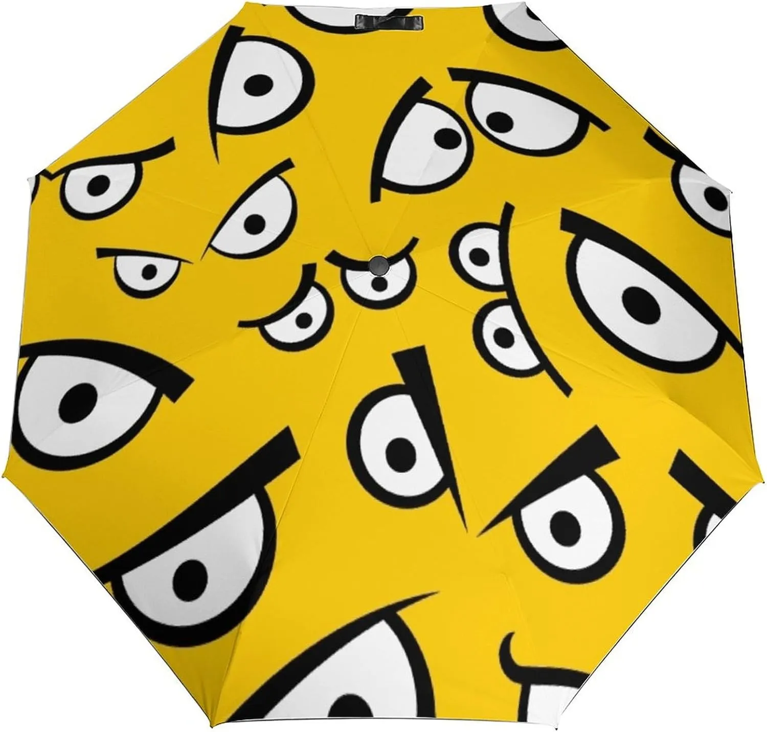 Windproof Travel Umbrellas for Rain,Cartoon Eyes Yellow Funny Durable & Compact Umbrella-Waterproof Canopy for Backpack, Purse, Portable, Umbrella for Travel