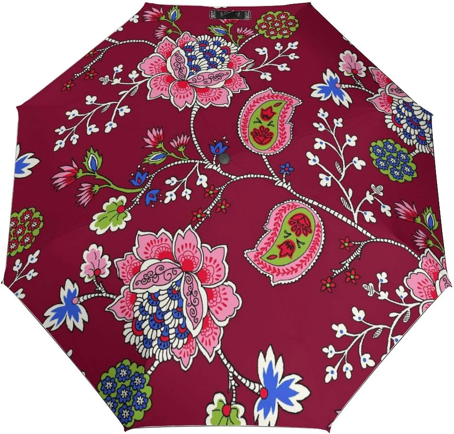 Windproof Travel Umbrellas for Rain,Ethnic Flowers Durable & Compact Umbrella-Waterproof Canopy for Backpack, Purse, Portable, Umbrella for Travel