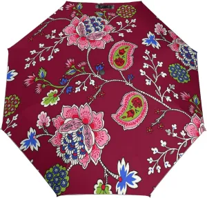 Windproof Travel Umbrellas for Rain,Ethnic Flowers Durable & Compact Umbrella-Waterproof Canopy for Backpack, Purse, Portable, Umbrella for Travel