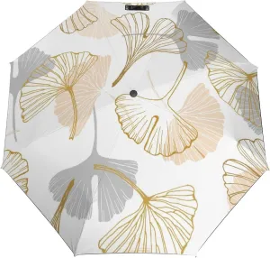 Windproof Travel Umbrellas for Rain,Golden Ginkgo Leaves Durable & Compact Umbrella-Waterproof Canopy for Backpack, Purse, Portable, Umbrella for Travel