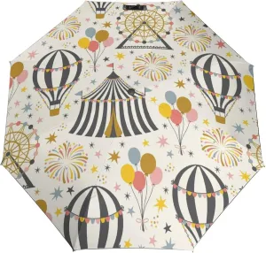 Windproof Travel Umbrellas for Rain,Hot Air Balloon Vintage Durable & Compact Umbrella-Waterproof Canopy for Backpack, Purse, Portable, Umbrella for Travel