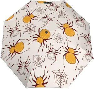 Windproof Travel Umbrellas for Rain,Yellow Spiders Web Cute Durable & Compact Umbrella-Waterproof Canopy for Backpack, Purse, Portable, Umbrella for Travel