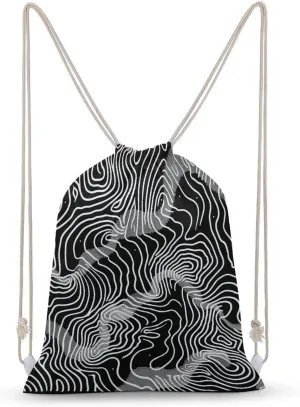 With Thin White Lines Drawstring Backpack for Women Men Drawstring Bag for Travel Swimming Sports Gym Bag