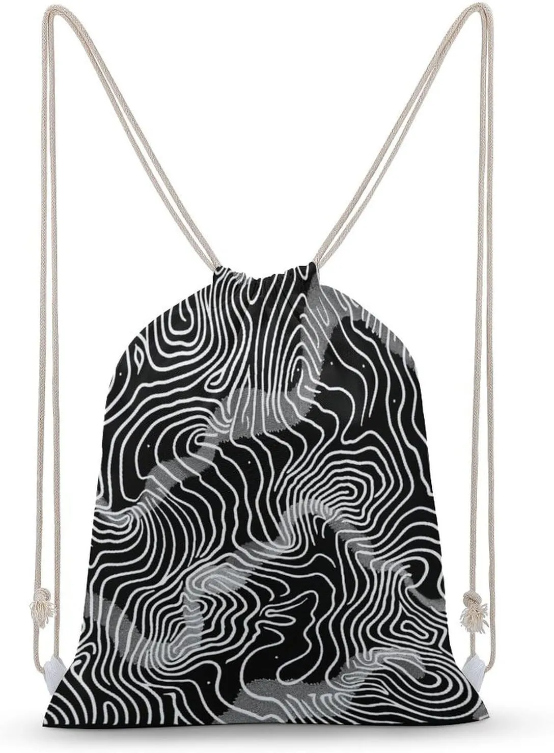 With Thin White Lines Drawstring Backpack for Women Men Drawstring Bag for Travel Swimming Sports Gym Bag