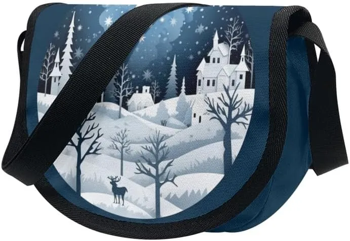 Women Aztec Boho Small Crossbody Bag Watercolor Galaxy Wolf Satchel Pack Minimalist Modern Semi Circle Messenger Bag