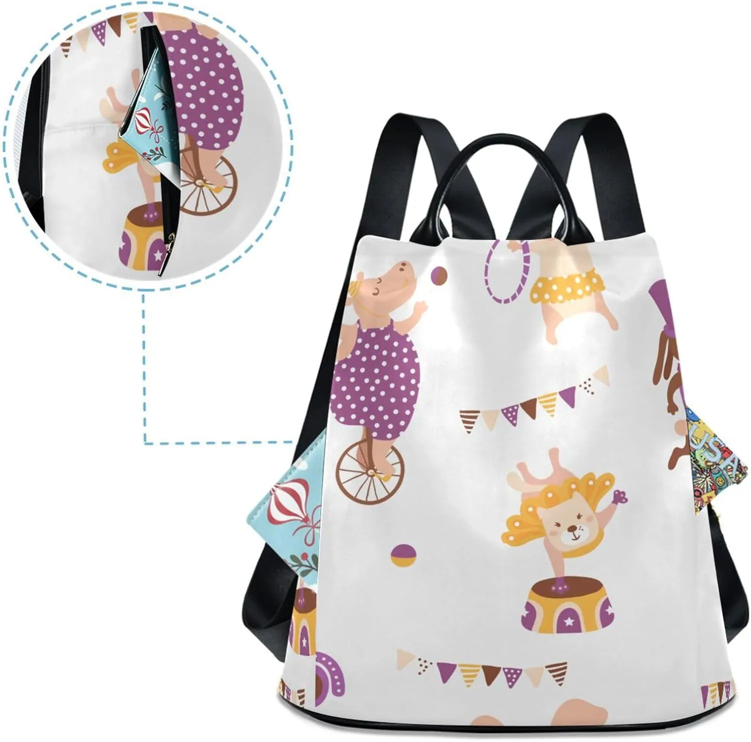 Women Backpack Daypack Casual Shoulder Bag Vintage Anti-theft Travel Backpack Pattern 1