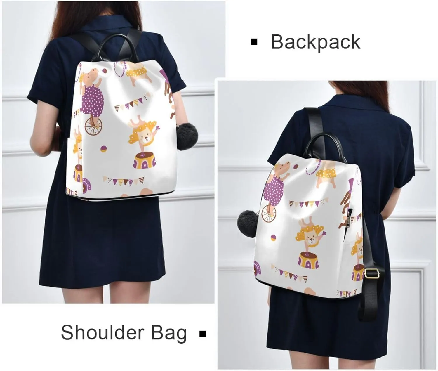 Women Backpack Daypack Casual Shoulder Bag Vintage Anti-theft Travel Backpack Pattern 1