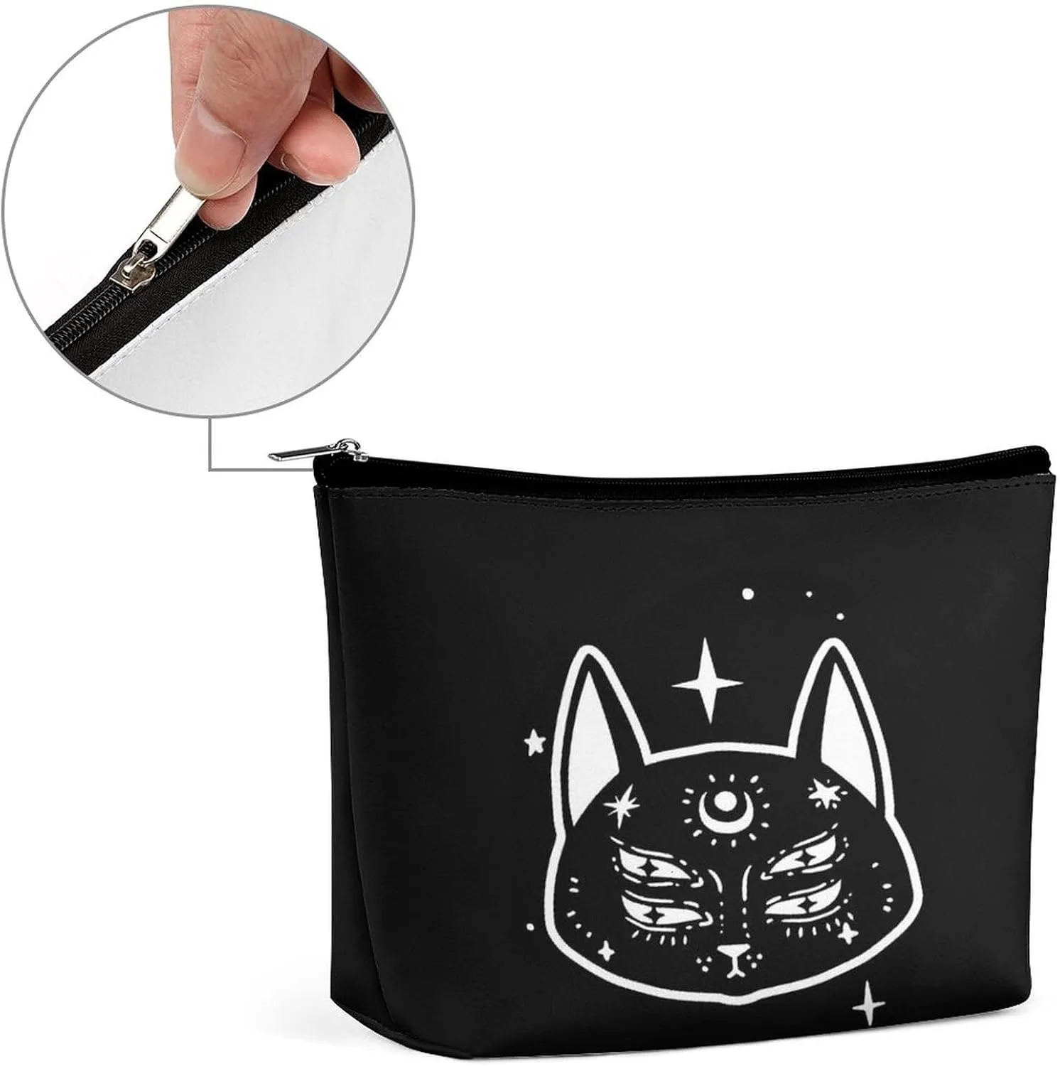 Women PU Leather Cosmetic Bag, Makeup Case Purse Holder Zipper Pouch Handbag Organizer Toiletry Storage 6.8x5.9x2.3 in