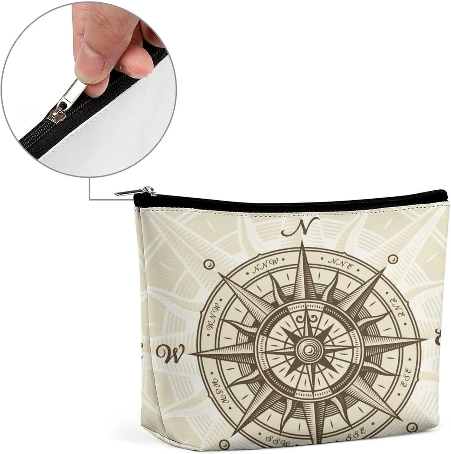 Women PU Leather Cosmetic Bag, Makeup Case Purse Holder Zipper Pouch Handbag Organizer Toiletry Storage 6.8x5.9x2.3 in