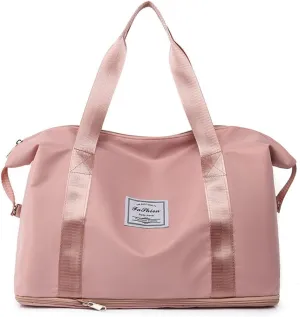 Women Travel Duffel Bag,Sports Tote Gym Bag,Shoulder Weekender Overnight Bag (Pink)