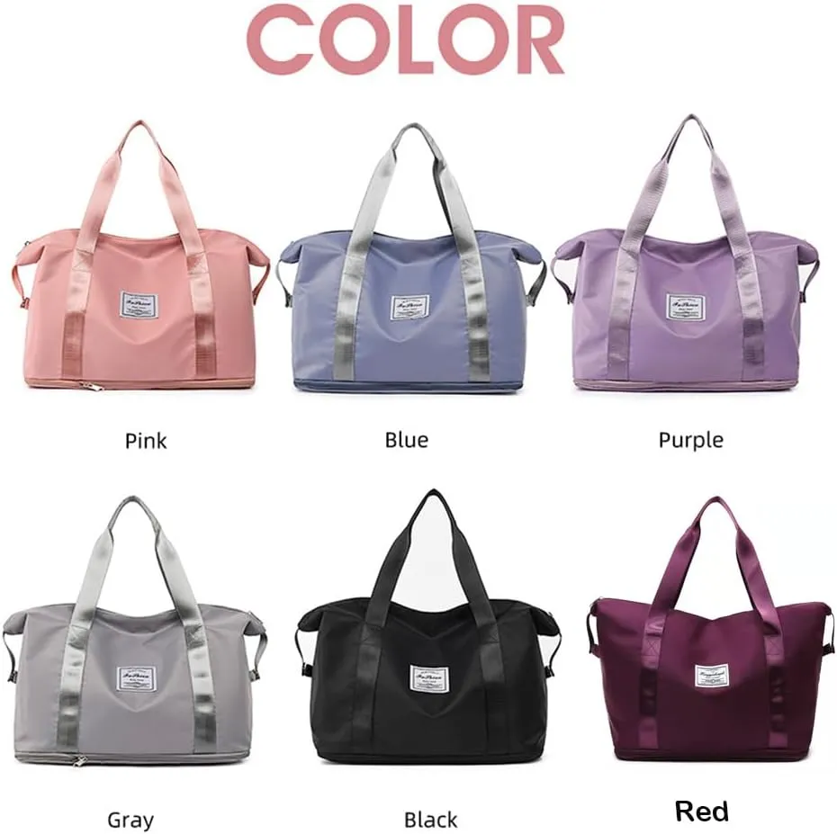 Women Travel Duffel Bag,Sports Tote Gym Bag,Shoulder Weekender Overnight Bag (Pink)
