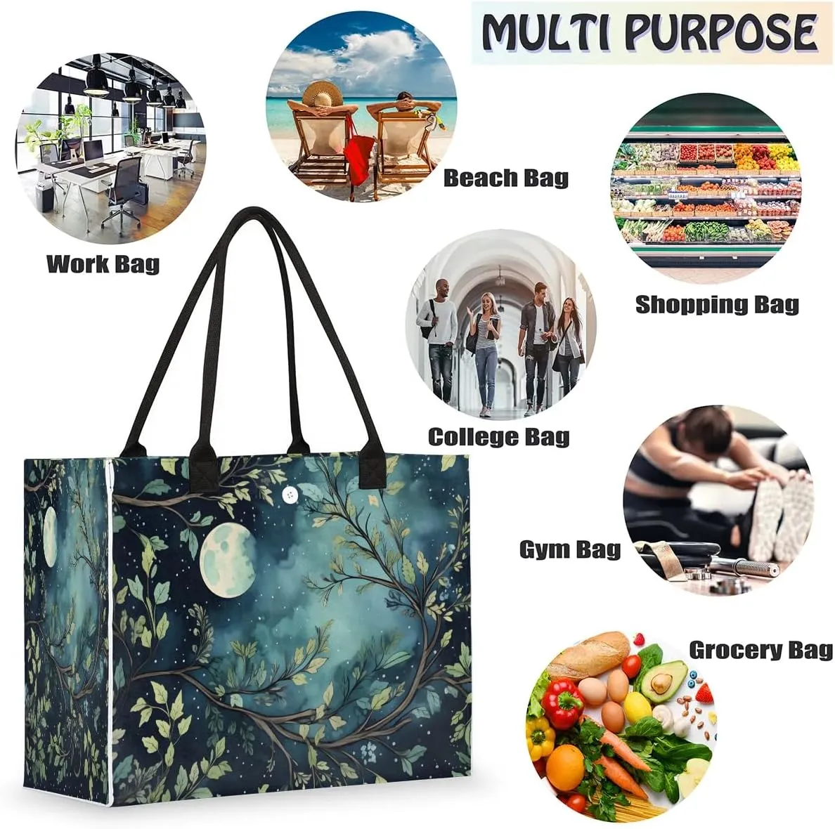 Womens Birthday Gifts Tote Bag Tropical Leaves Beach Bags for Women Handbags