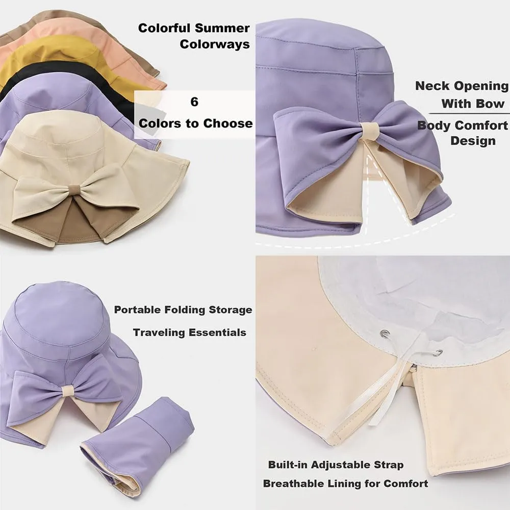 Womens Sun Hats Summer UPF 50  Large Brim Foldable Beach Sun Hat