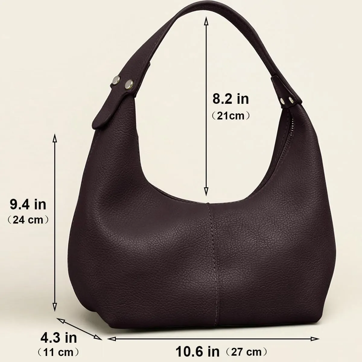 Women's Vintage-Style Hobo Bag Ethical Vegan Leather Tote with Shoulder & Clutch Wear Options