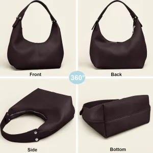 Women's Vintage-Style Hobo Bag Ethical Vegan Leather Tote with Shoulder & Clutch Wear Options