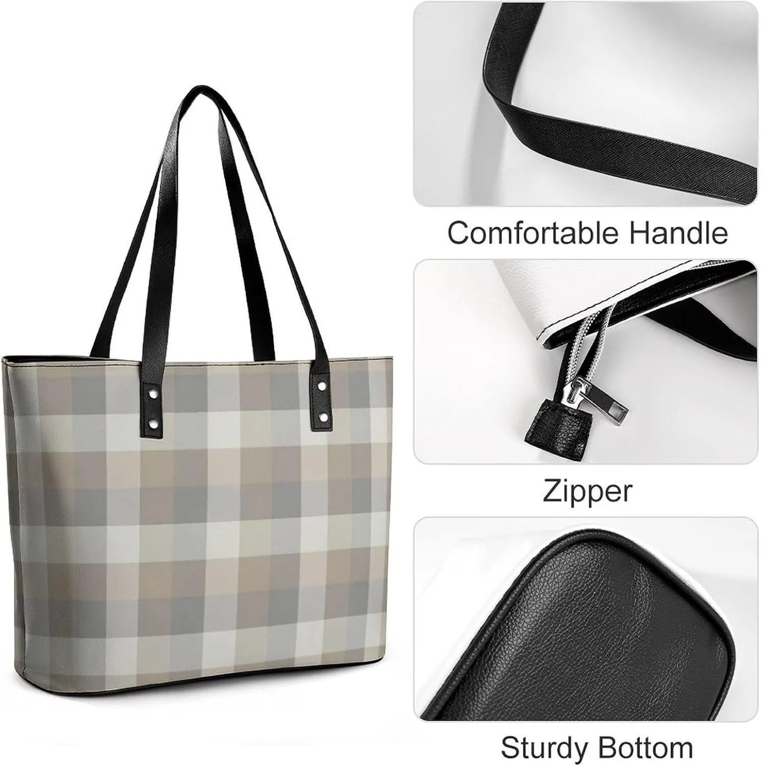Wooden Wood Planks Large Capacity Portable Leather Handbag