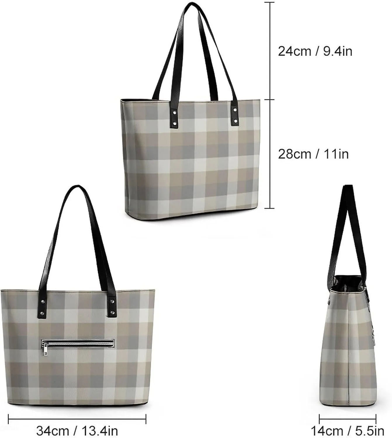 Wooden Wood Planks Large Capacity Portable Leather Handbag