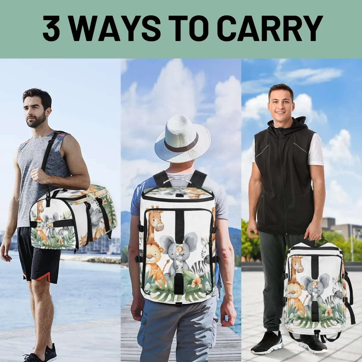 Woodland Jungle Funny Cute Animals Travel Backpack Carry On Flight Approved for Men Women, Lightweight Large Luggage Weekender Casual Daypack Backpacks for Traveling Airplane