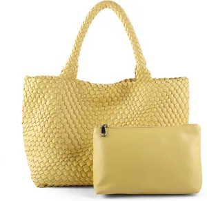 Woven Tote Bag Womens Purse Vegan Leather Shoulder Handbags Fashion Summer Beach Tote Bags Large Travel Totes