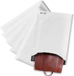 X-Large Poly Mailers 32X32, Solid White Shipping Bags - Tear And Puncture Free Poly Bags - Water Resistant Mailing Bags - Packaging Bags For Small Business - 150 Count