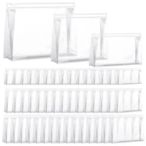 Xuniea 50 Pieces Mini Clear Makeup Bag Small Clear Zipper Pouch Travel Bag for Toiletries Plastic Cosmetic Organizer Waterproof for Women Men Vacation(11.02'',7.87'',7.48'',Transparent)