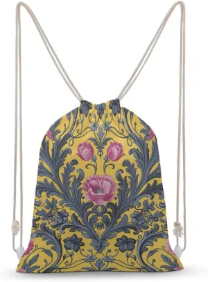 Yellow And Gray Pattern Drawstring Backpack for Women Men Drawstring Bag for Travel Swimming Sports Gym Bag