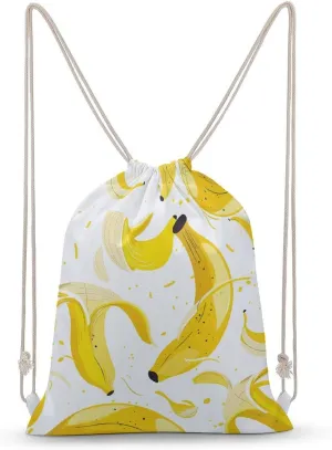 Yellow Banana Image Drawstring Backpack for Women Men Drawstring Bag for Travel Swimming Sports Gym Bag