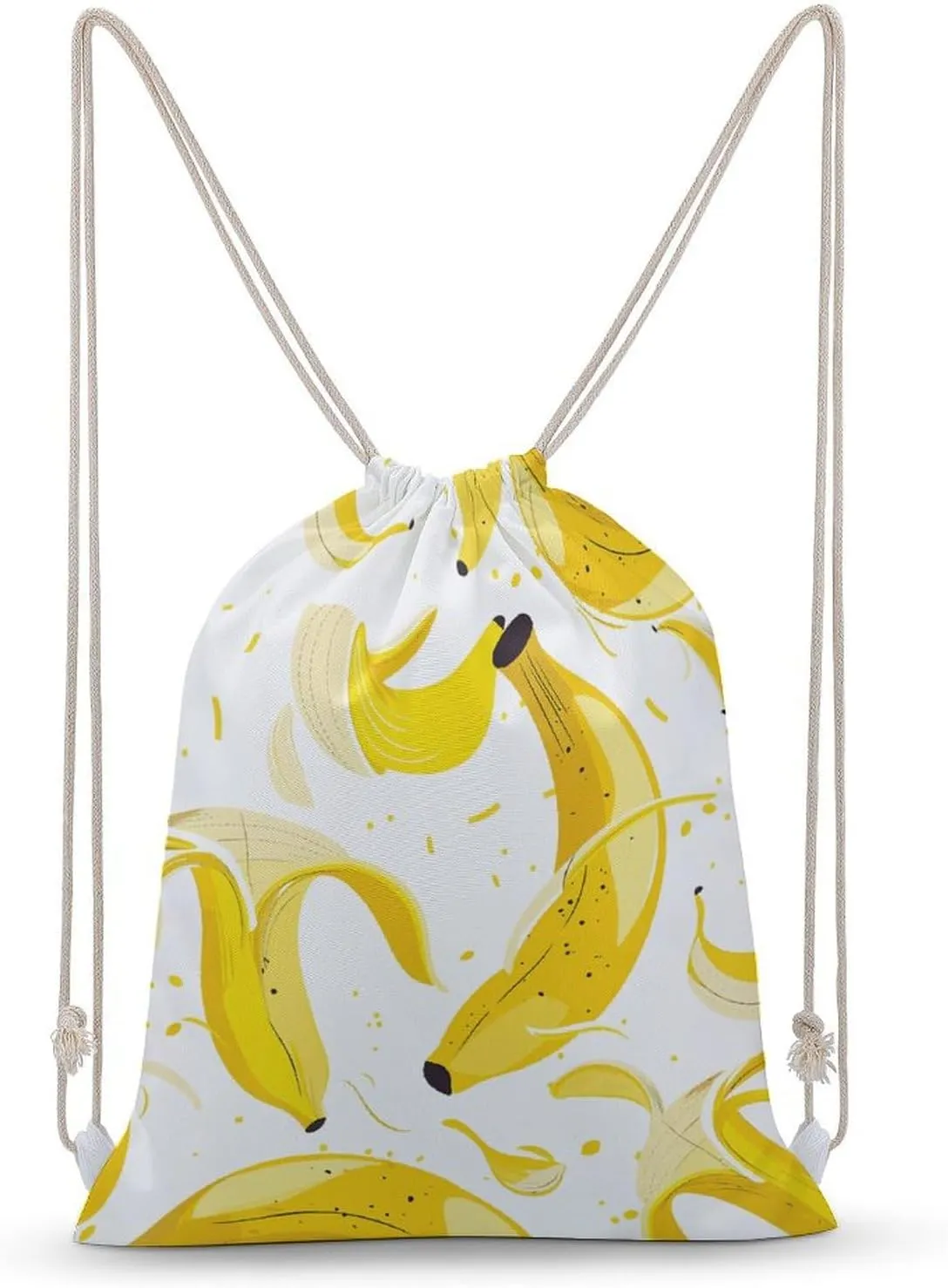 Yellow Banana Image Drawstring Backpack for Women Men Drawstring Bag for Travel Swimming Sports Gym Bag