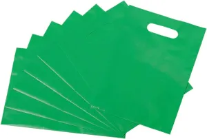ysmile Plastic Shopping Bag with Handle for Store Retail Merchandise Bag Die Cut Poly Bag Goods Gift Wrapping 100 ct 11.8"x15.8" 2.5 Mil - Green