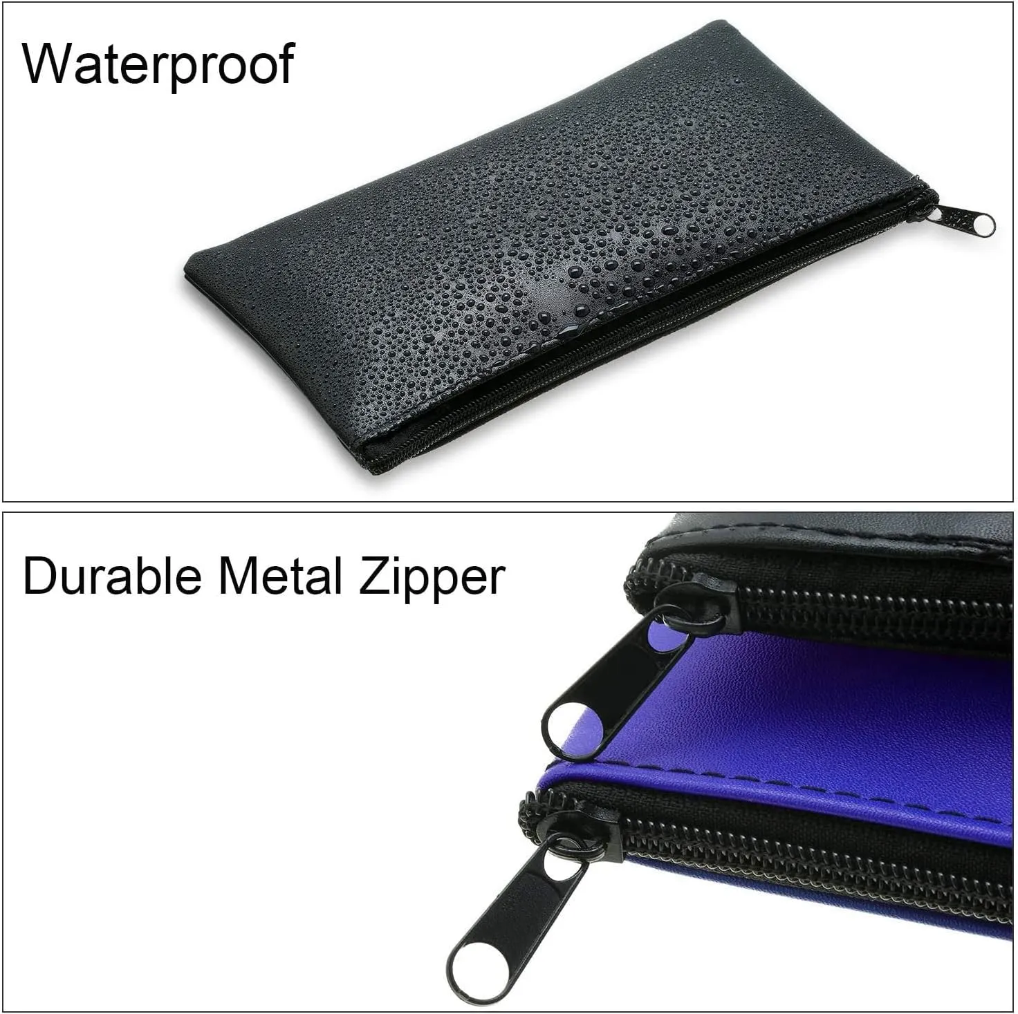ZHONGZHOU Zipper Bank Bags ,4 Pack Money Pouch Bank Deposit Bag PU Leather Cash and Coin Pouch bank envelopes with zipper (KC-Color)