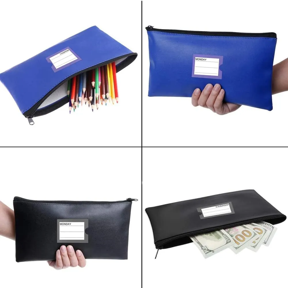 ZHONGZHOU Zipper Bank Bags ,4 Pack Money Pouch Bank Deposit Bag PU Leather Cash and Coin Pouch bank envelopes with zipper (KC-Color)