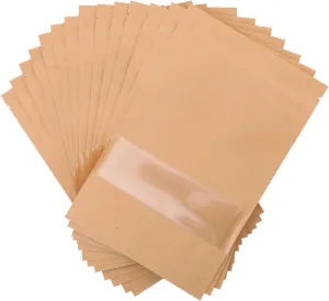 Zip Lock Pouch Bags 100pcs, 8.7''×5.5'' Resealable Bags for Small Business, Kraft Paper Bags with Window, Cookie Bags with Seal for Small Business, Family, Company