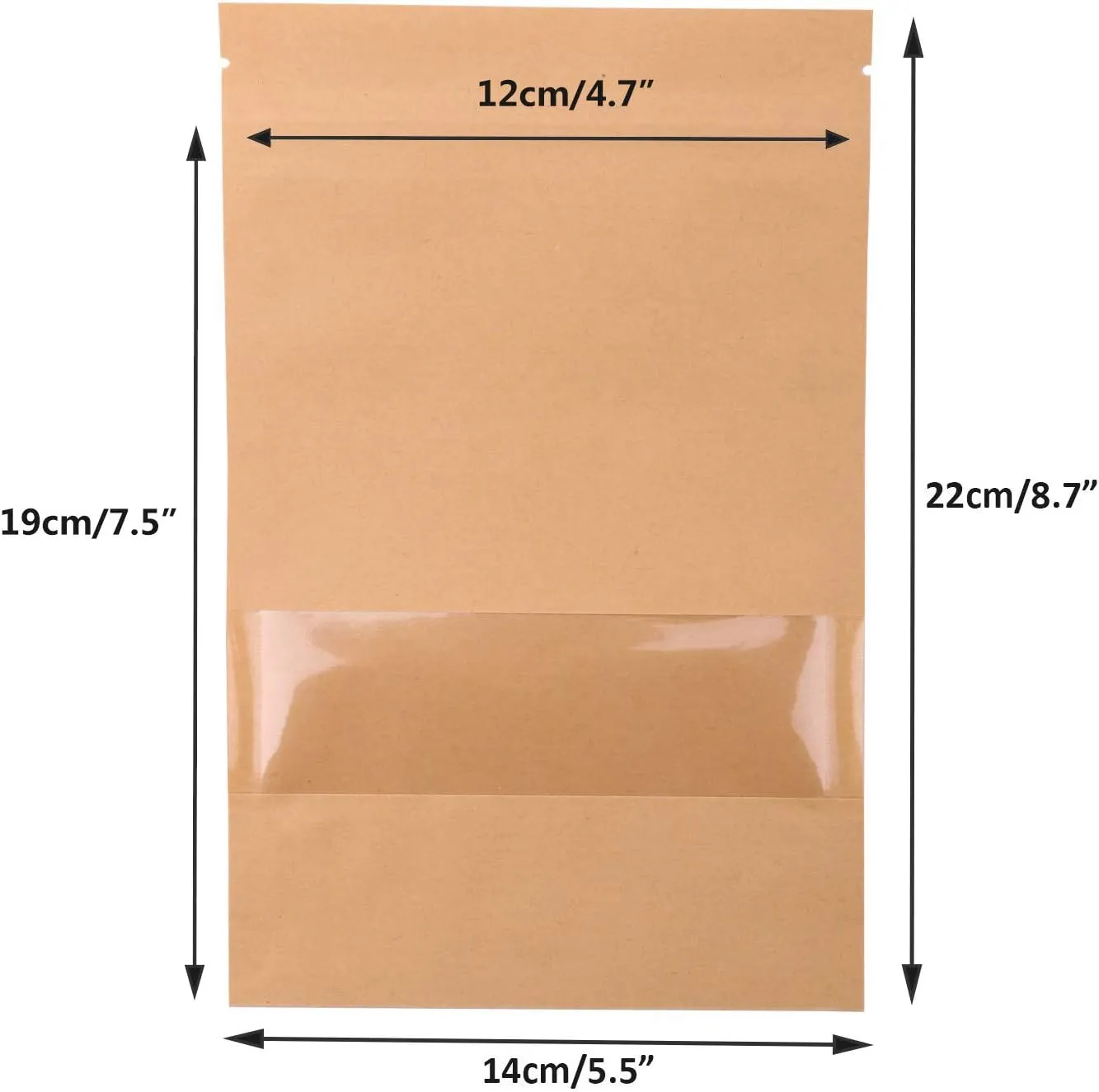 Zip Lock Pouch Bags 100pcs, 8.7''×5.5'' Resealable Bags for Small Business, Kraft Paper Bags with Window, Cookie Bags with Seal for Small Business, Family, Company