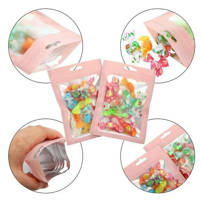 Zip Lock Seal Bags 100PCS Pink/Black Resealable Packing