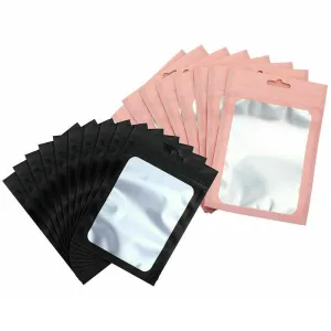 Zip Lock Seal Bags 100PCS Pink/Black Resealable Packing