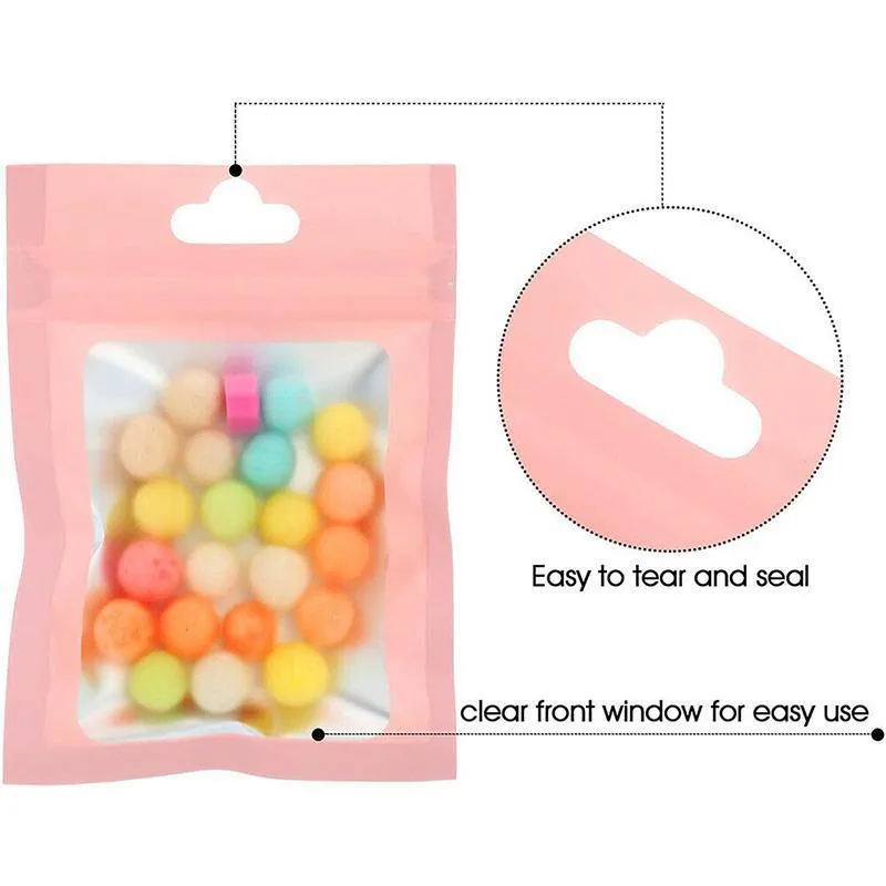 Zip Lock Seal Bags 100PCS Pink/Black Resealable Packing