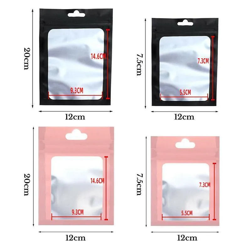Zip Lock Seal Bags 100PCS Pink/Black Resealable Packing