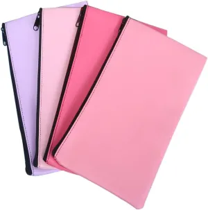 Zipper Bank Bags,4 Pack Money Pouch Bank Deposit Bag PU Leather Cash and Coin Pouch bank envelopes with zipper (4Colors-02)