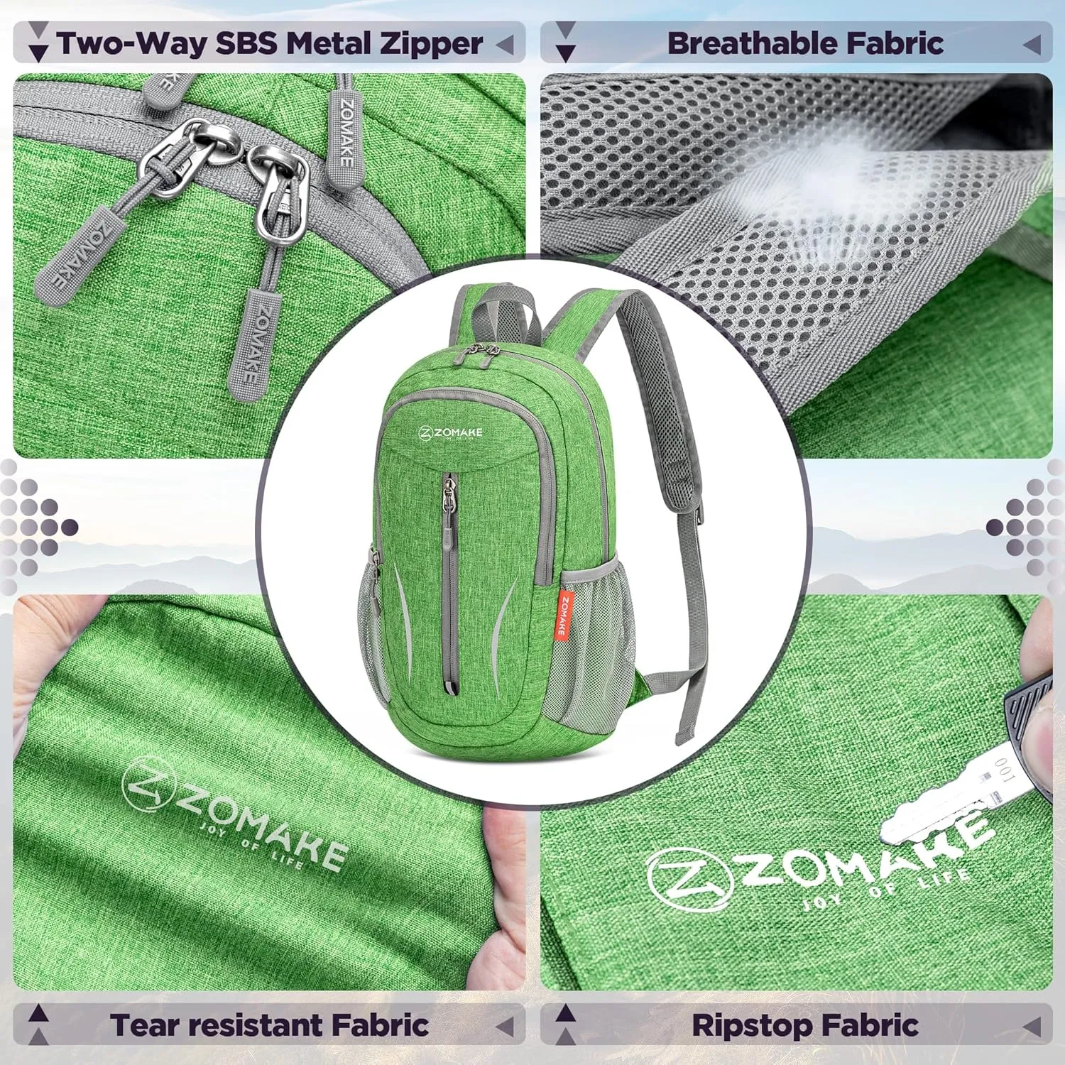ZOMAKE 10L Small Packable Hiking Backpack - Lightweight Hiking Daypack - Tear Resistant Foldable Day Pack for Women Men