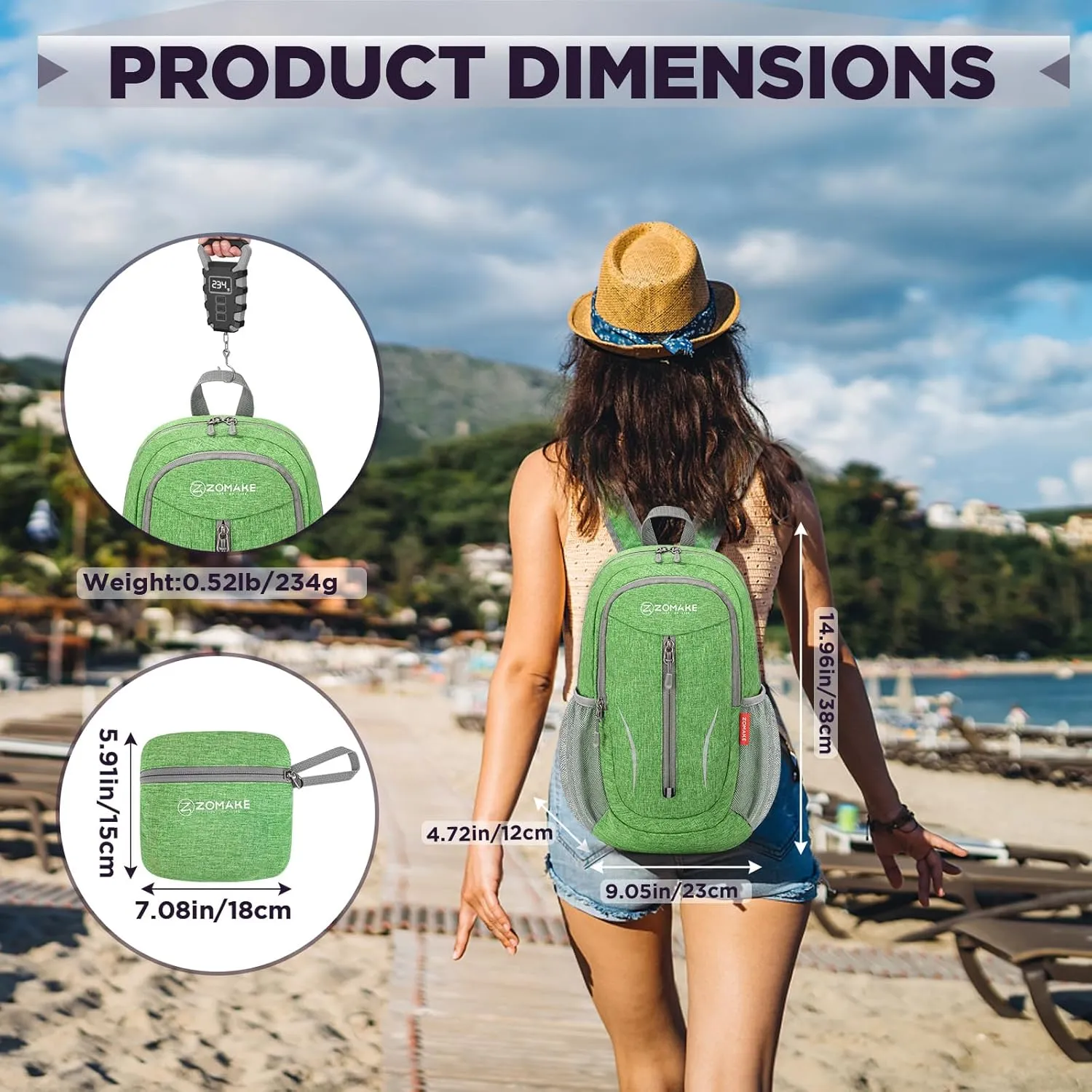 ZOMAKE 10L Small Packable Hiking Backpack - Lightweight Hiking Daypack - Tear Resistant Foldable Day Pack for Women Men