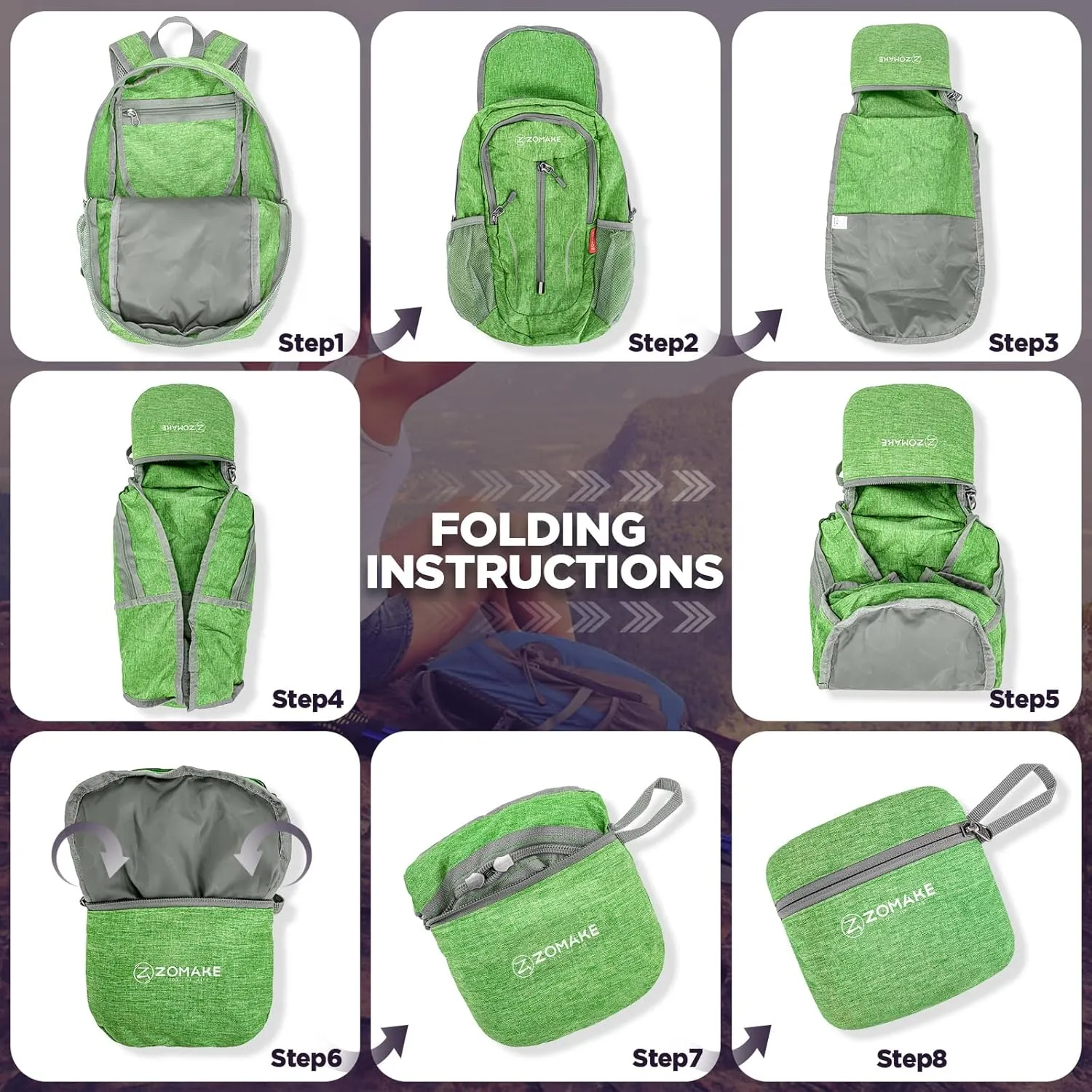 ZOMAKE 10L Small Packable Hiking Backpack - Lightweight Hiking Daypack - Tear Resistant Foldable Day Pack for Women Men