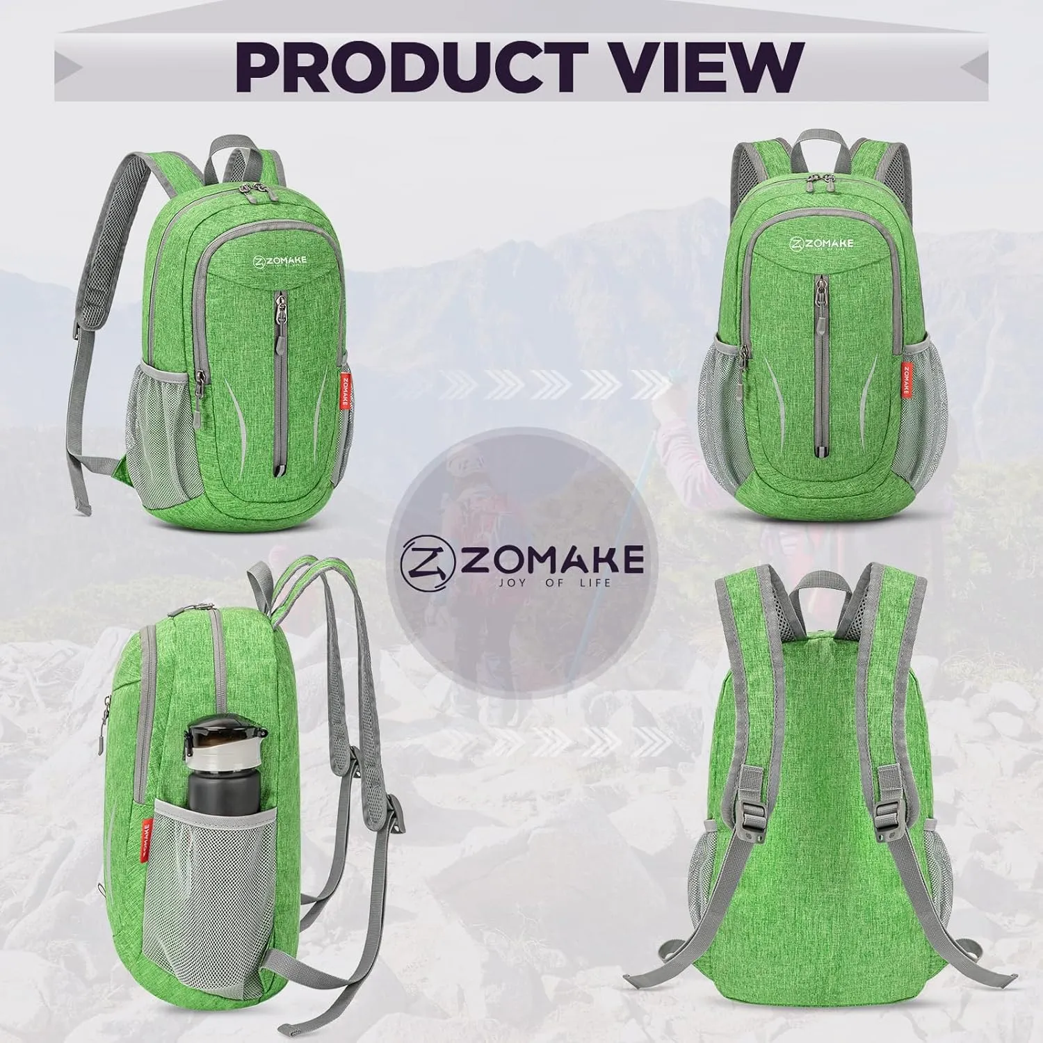 ZOMAKE 10L Small Packable Hiking Backpack - Lightweight Hiking Daypack - Tear Resistant Foldable Day Pack for Women Men